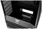 A black Thermaltake computer case, partially opened, reveals the interior space for component installation.
