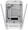 White computer case with glass panels, open. Minimalist design with Thermaltake logo at the bottom. Versatile mounting options for PC components.