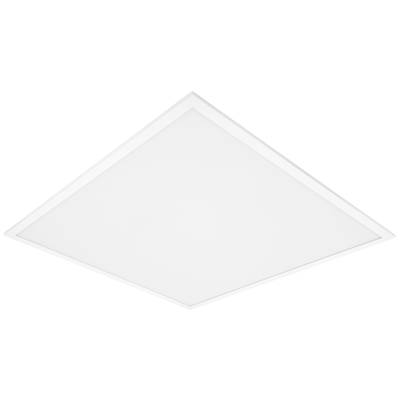 A square, white LED panel for ceiling mounting, ideal for uniform room illumination.