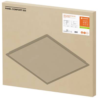 Cardboard packaging with the inscription 'PANEL COMFORT 625' and an image of the interior product. A label with technical information is located in the top right corner.