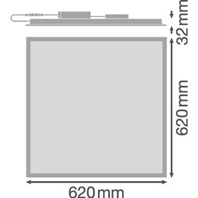 Figure shows a square with dimensions of 620 mm x 620 mm and a thickness of 32 mm.