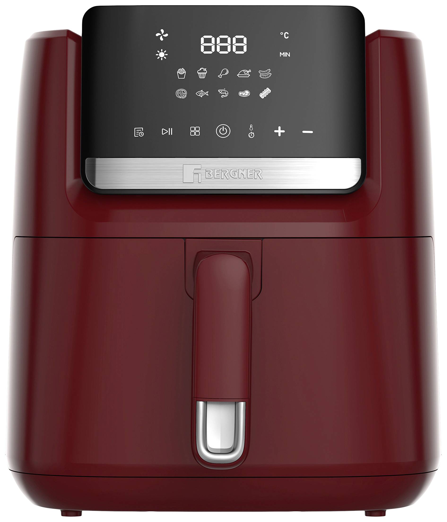 Bergner Air fryer 6.5 l 1600 W Non-stick coating, Cool touch housing, Overheat protection, Timer function Bordeaux-0