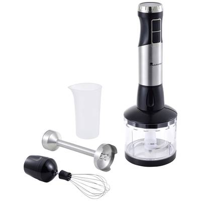 MasterPRO Hand-held blender 1000 W with graduated beaker, with mixing jar Black/stainless steel, Transparent