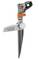 A garden sprinkler with a sturdy ground stake and adjustable spray head for watering lawn areas.