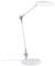 White modern desk lamp with adjustable arm and round light head on a stable base. Perfect for desks.