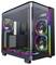 Gaming PC case with a transparent side panel, RGB-illuminated fans, and modern design for high performance and cooling.