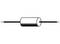 A cylindrical electronic component with connections at both ends, most likely a diode or fuse.