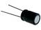 'Black electrolytic capacitor with two metal terminals.'