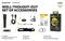 The image shows an accessory kit for the 'Armytek Dobermann Pro' torch, including battery, charger, holster, and lanyard.