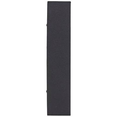 Black, rectangular speaker in vertical orientation, with no visible details or brand markings.