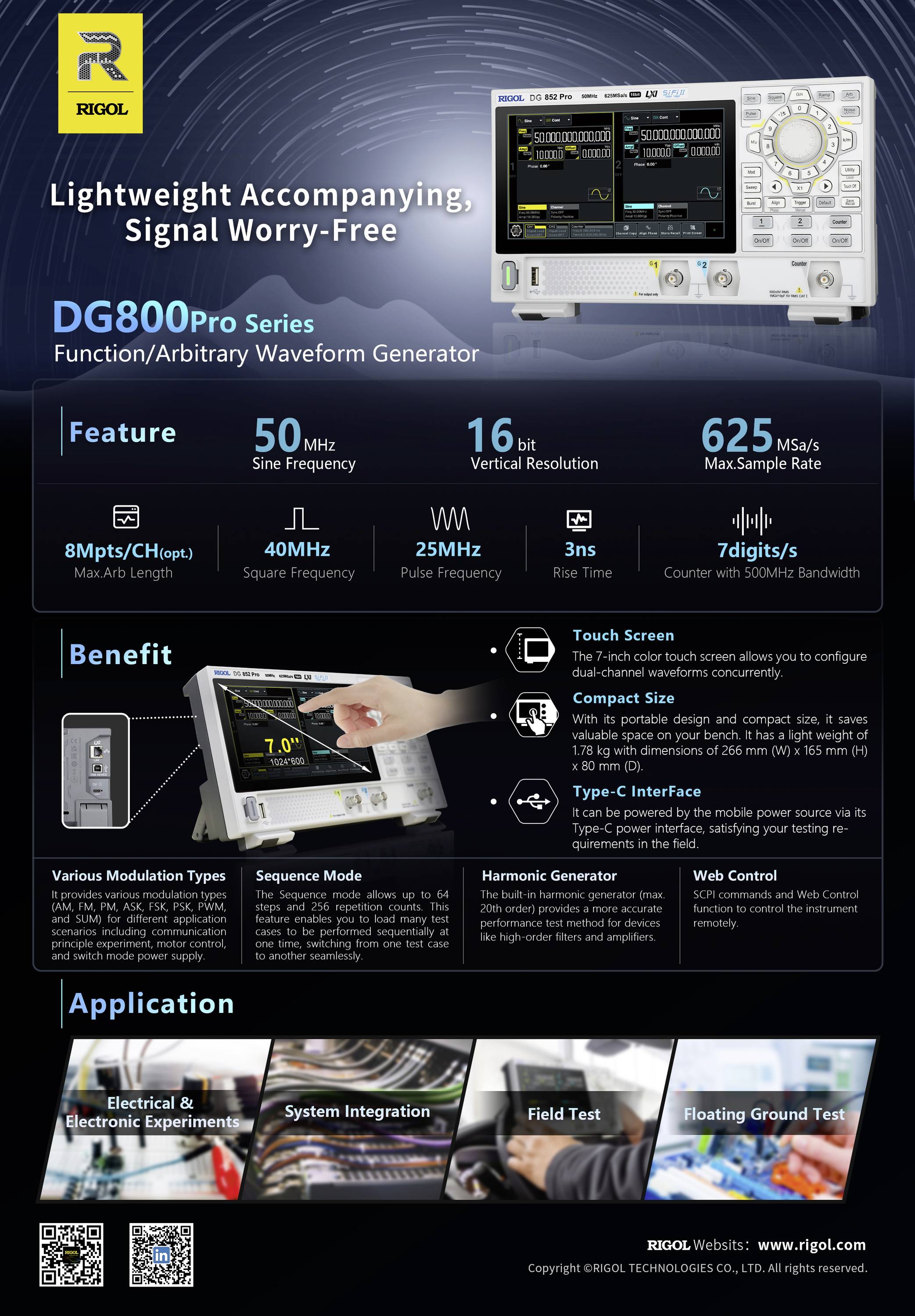 Rigol DG822 Pro Mains-powered 1 µHz - 25 MHz 2-channel Sinus, Rectangle, Ramp, Pulse, Arbitrary, Noise-7
