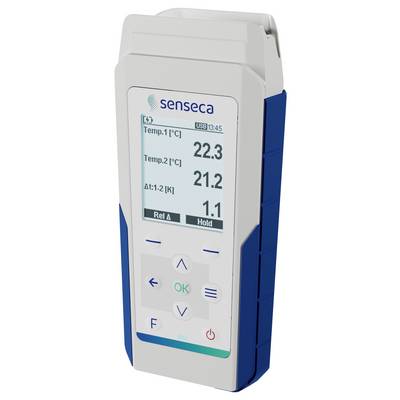 Digital thermometer showing current temperatures of 22.3°C and 21.2°C, with a temperature difference of 1.1K.
