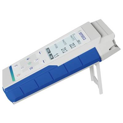 A handheld device with a digital display and buttons, used for diagnostic medical purposes, featuring readings and controls.