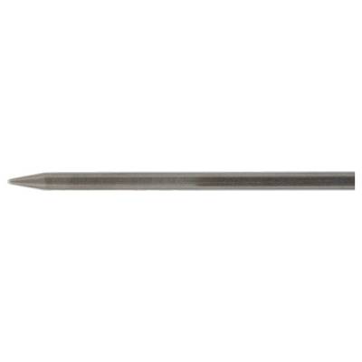 A metal pencil tip, elongated and cylindrical.