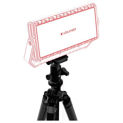 A portable LED light from 'Ledlenser' mounted on a tripod; ideal for photography or video production.
