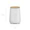 A white air humidifier with a wooden lid, digital display, and control buttons. Dimensions: 31.5 cm high, 21 cm wide.