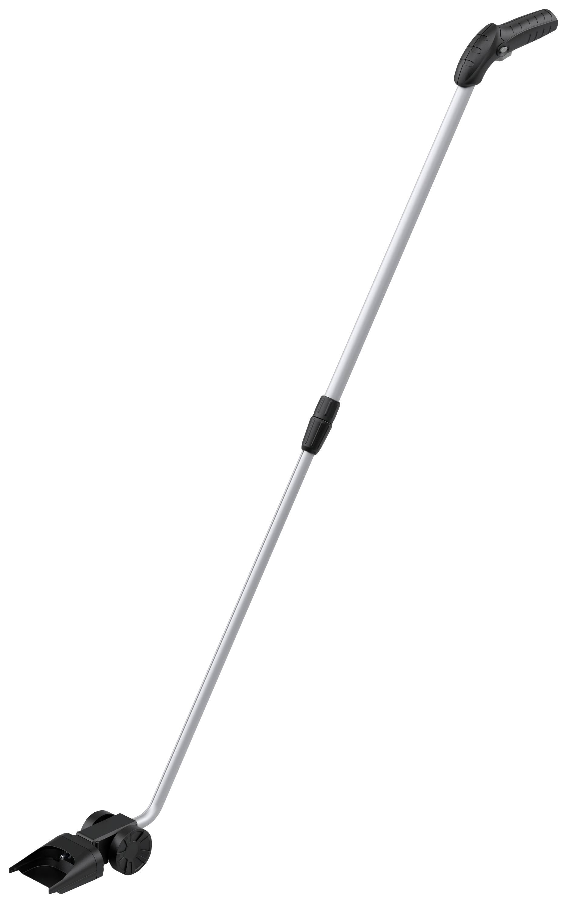Long-reach litter picker with black gripping mechanism and ergonomic handle, suitable for collecting waste without bending down.