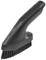 A black handheld brush attachment with bristles for a vacuum cleaner, suitable for cleaning surfaces and upholstery.