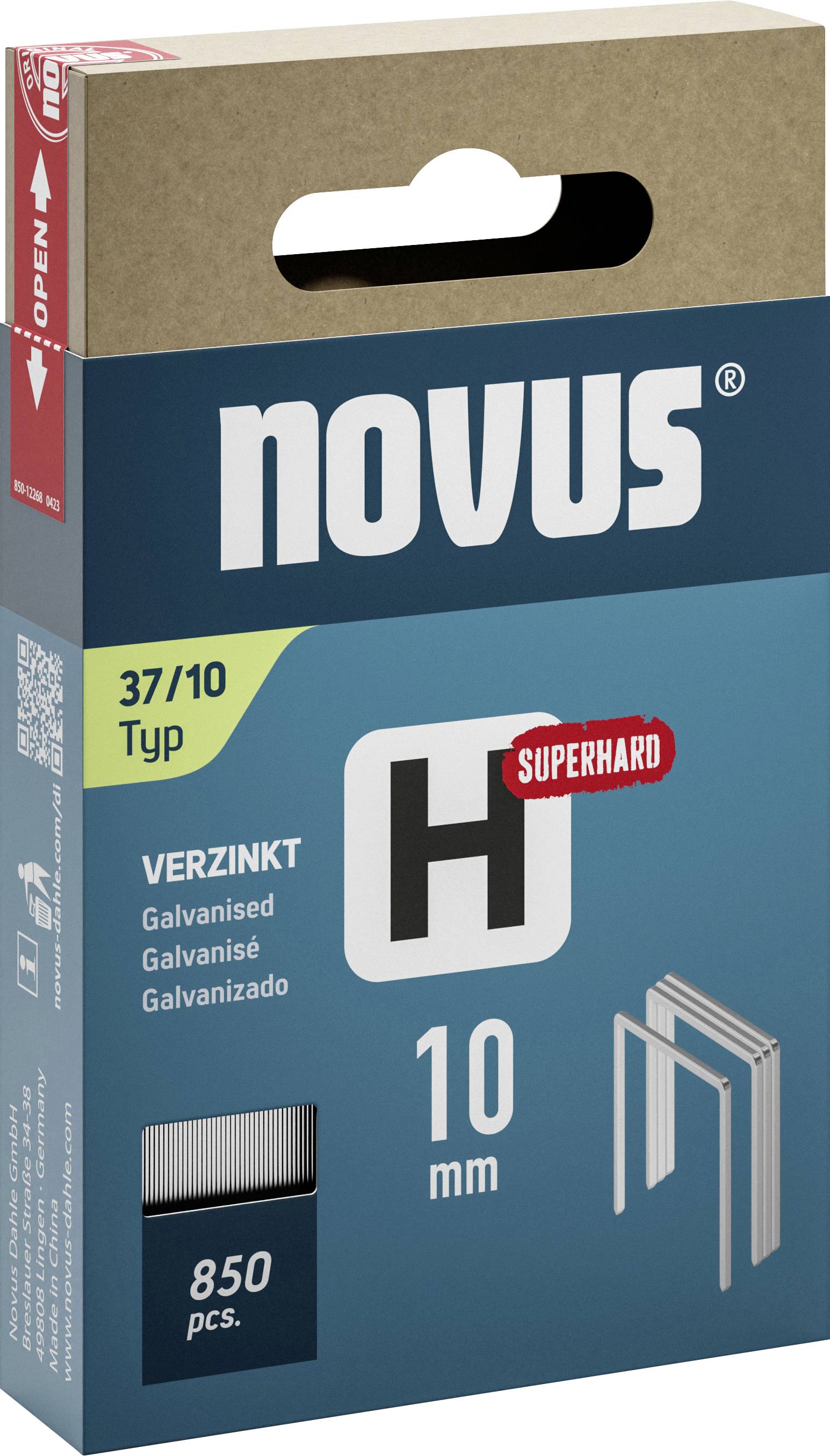 Novus Tools 042-0786 Staple strip Type 37 850 pc(s) Dimensions (L x W) 10 mm x 10.6 mm