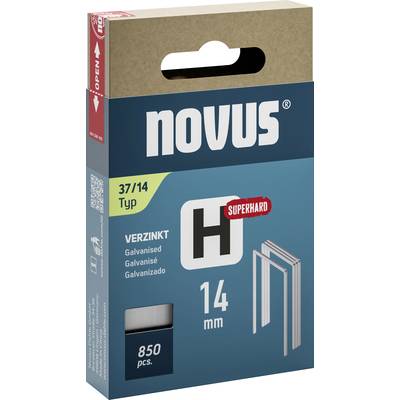 Novus Staples, Type 37/14, extra-hard, galvanised, 14 mm, pack of 850. Ideal for heavy-duty stapling work.