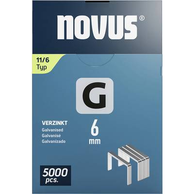 Box of 5000 galvanised staples, 6 mm, Type 11/6 by Novus.