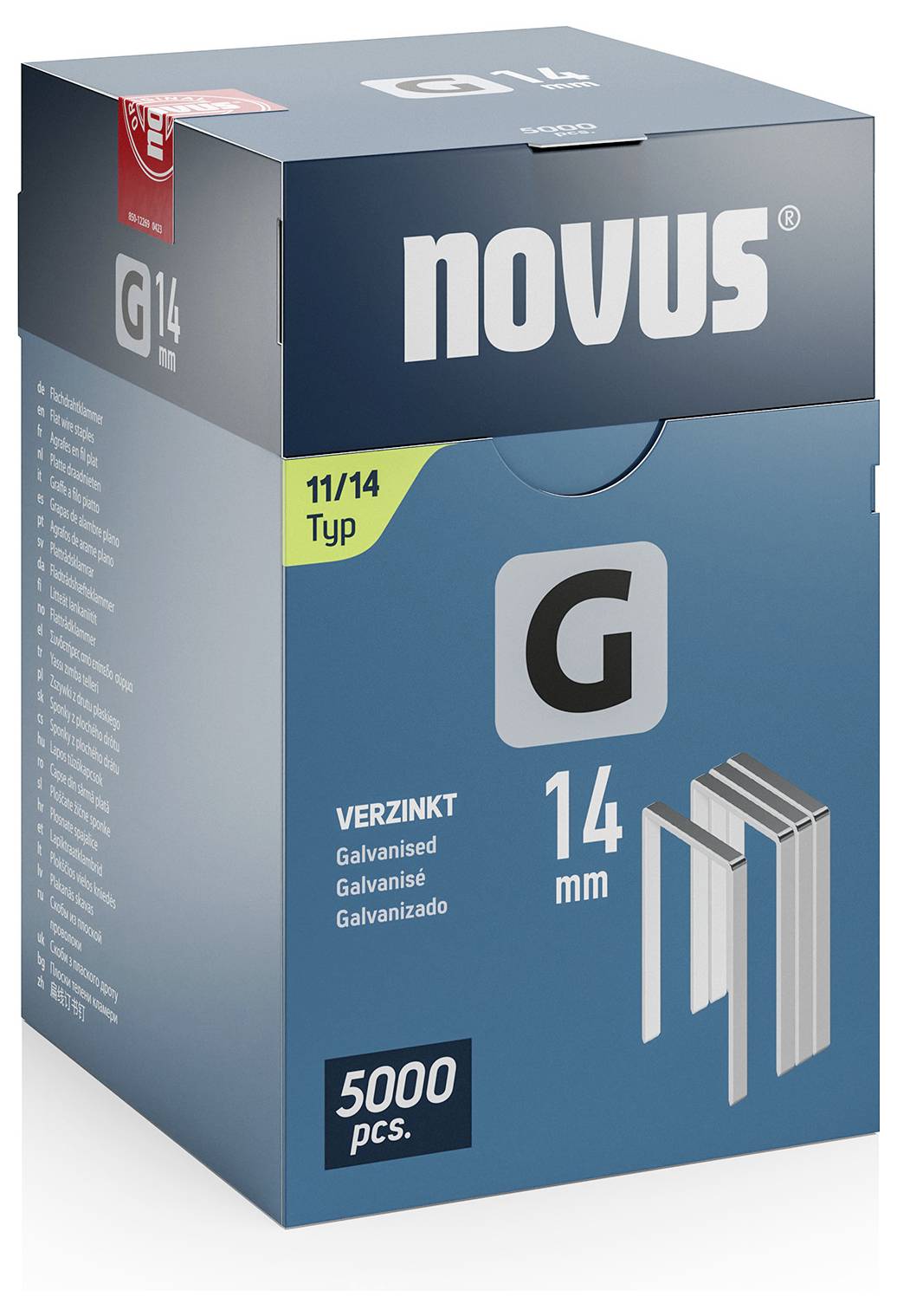 'Novus' pack of 5000 galvanised 14 mm staples, Type 11/14.