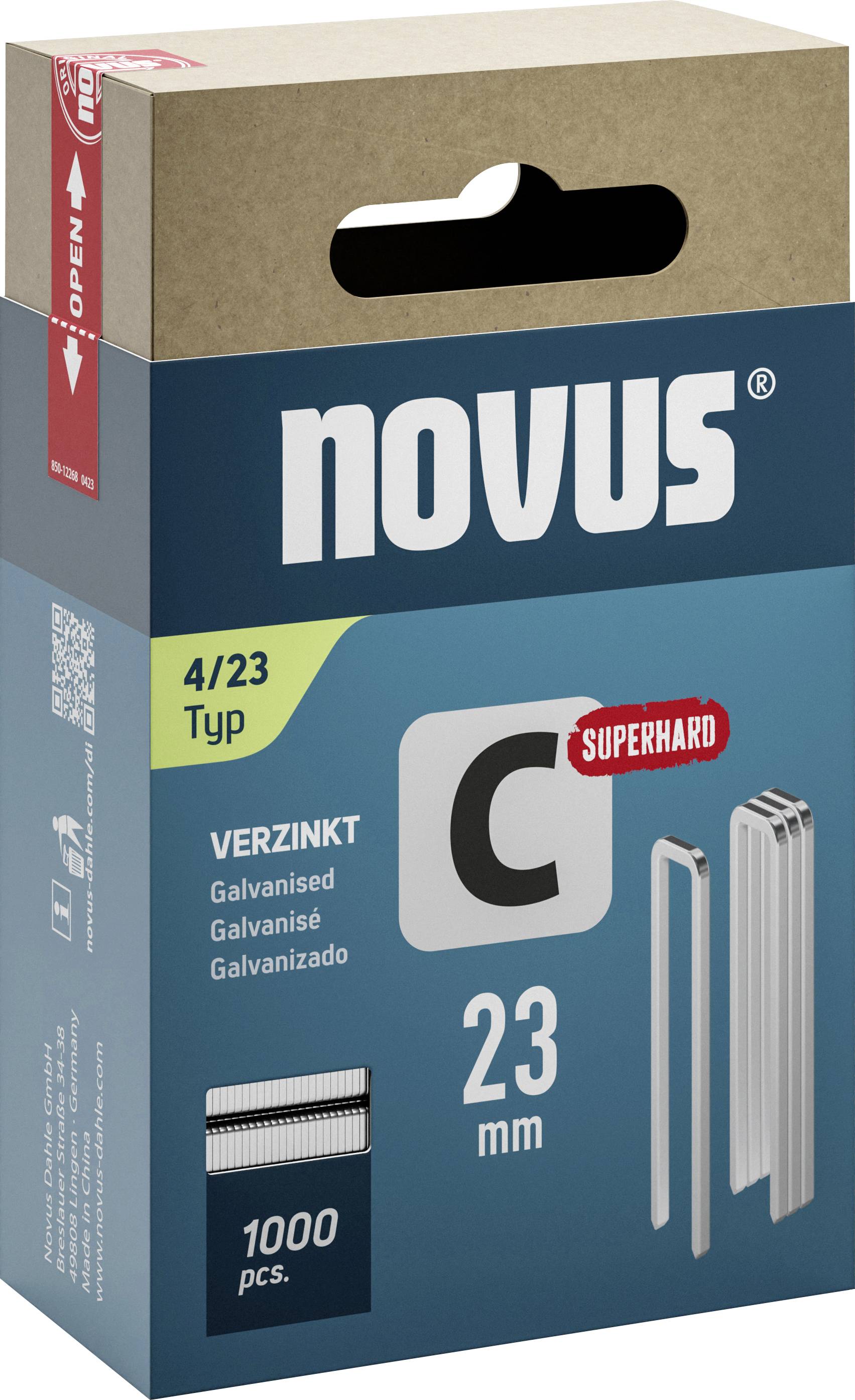 Novus Tools 042-0803 Narrow crown Type 4 1000 pc(s) Dimensions (L x W) 23 mm x 6.1 mm