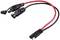 Red and black solar panel extension cable with MC4 connectors on one side and a flat connection on the other.