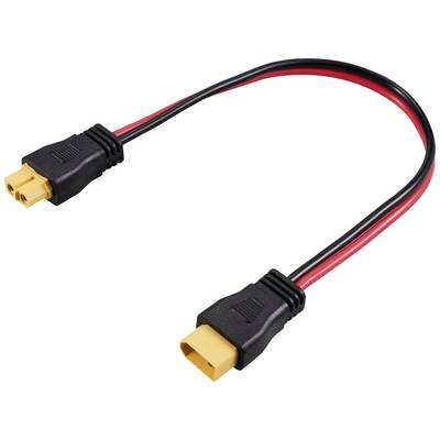 'Adapter cable with yellow XT60 connectors at both ends and black-red wires for power supply in electronic applications.'