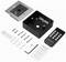 A RFID door lock set with card reader, mounting bracket, remote control, screws, wall plugs, wall plate, hexagonal key, and instruction cards.