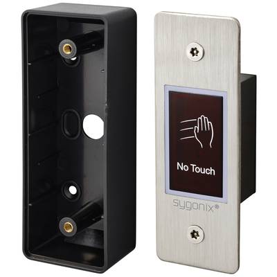 Touch-free switch by sygonix with stainless steel plate. Displays a hand symbol over a sensor field with the inscription 'No Touch'.