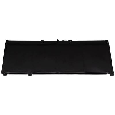 A rectangular, slim laptop battery in black, with connectors visible on the top.