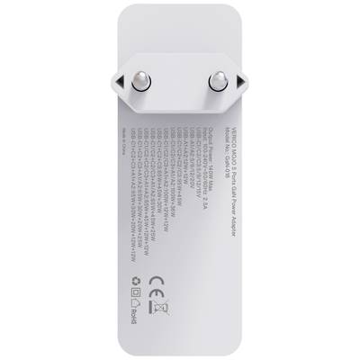 Power Supply Label with Technical Details: Model Y5; Input Power: 100-240V; USB-C1 Output: up to 140W; USB-A1: 22.5W max.