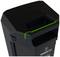 Black dustbin with a green stripe on the lid and logo in the centre.
