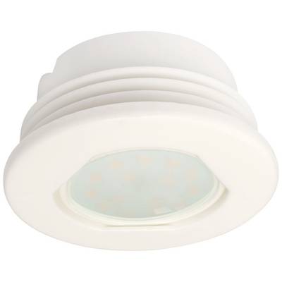 A round, white LED ceiling recessed light with a slim design, suitable for energy-efficient room illumination.