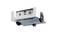 A small, white robot with four wheels and sensors on its underside, suitable for programming and educational learning purposes.