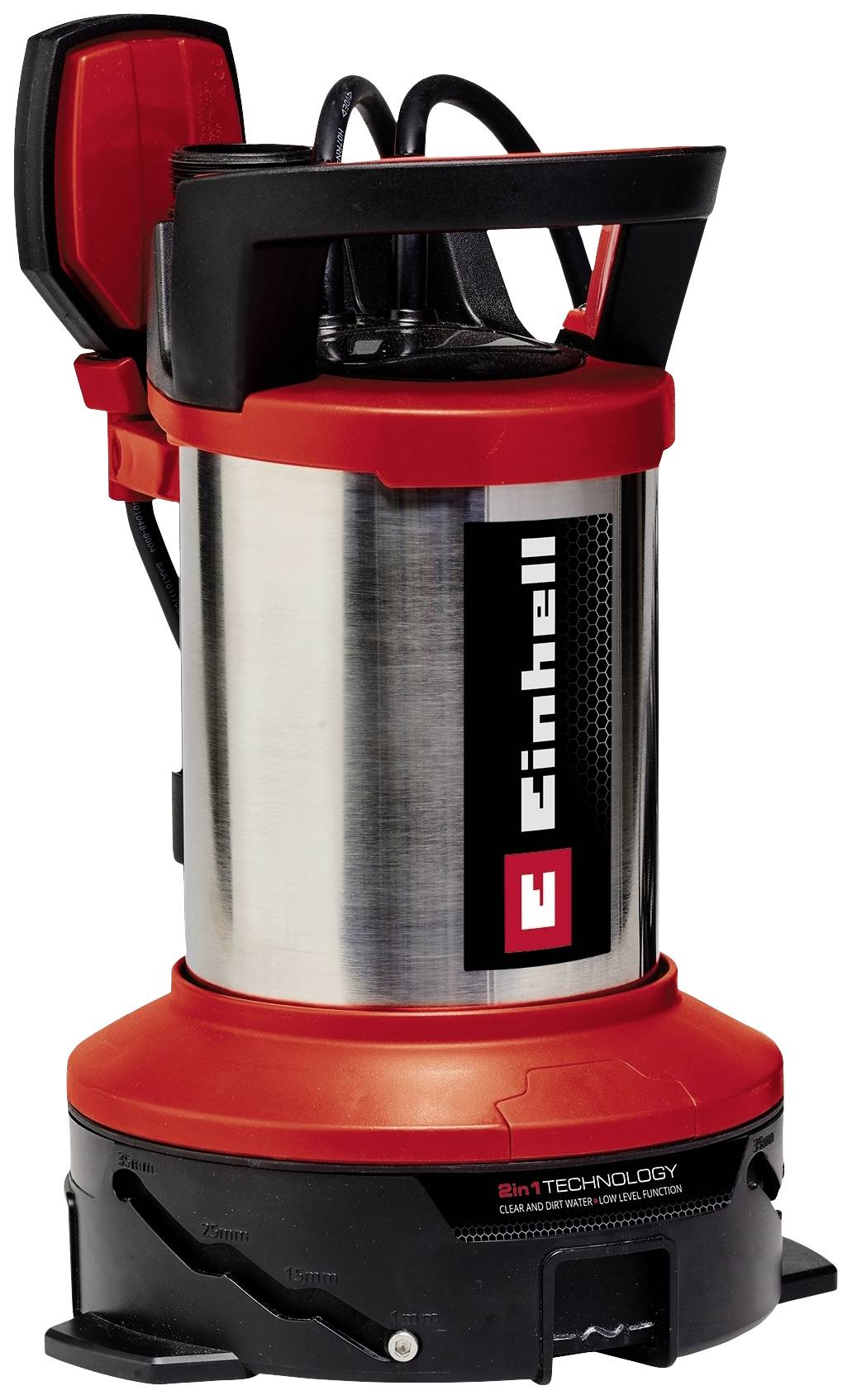 Garden pump in red and silver with Einhell logo, robust design, suitable for irrigation tasks.
