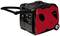 Red mobile power generator with black handle and wheels, ideal for outdoor power supply use.