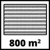 An area of 800 square metres is depicted, filled with diagonal lines to illustrate the size.