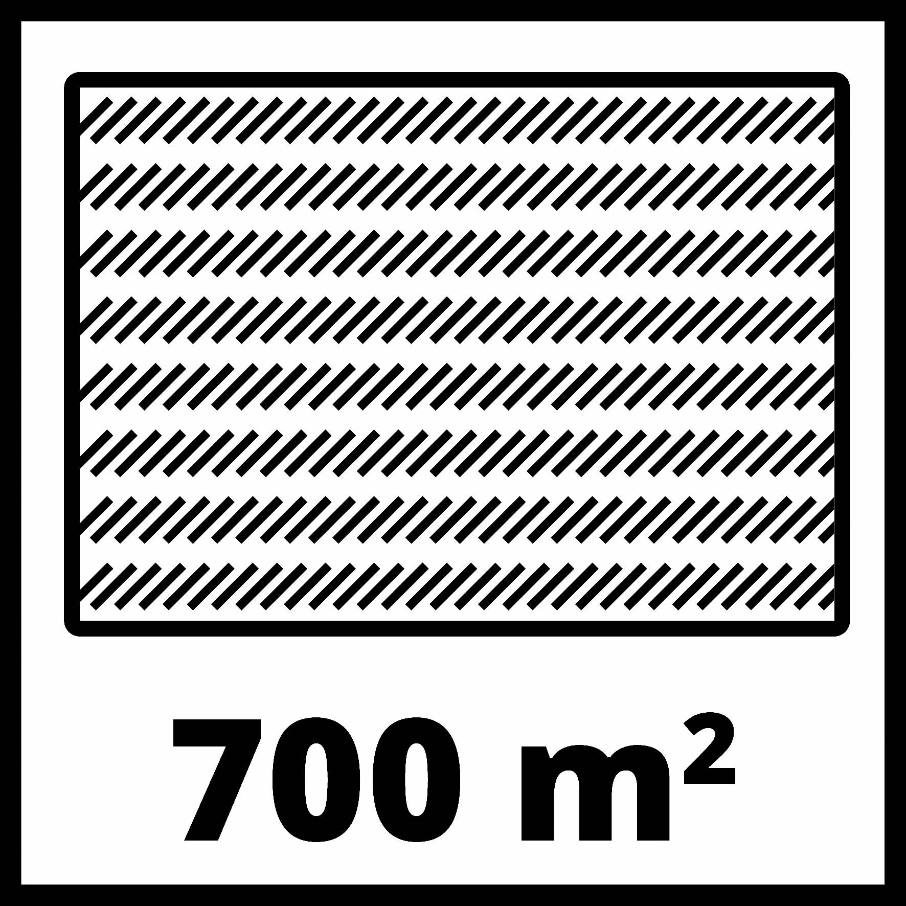 '700 m²' is written in bold type beneath a dashed rectangular area representing an area of 700 square metres.