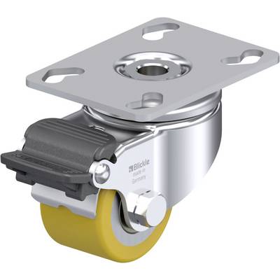 A rotatable furniture castor with a yellow wheel and grey mounting plate, suitable for fitting to furniture or equipment.