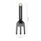 Black plastic fork, 27.4 cm long and 8.2 cm wide.