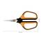 A pair of scissors with orange and black handles lies flat. Next to it, the dimensions of 23.8 cm length and 10.5 cm height are indicated.