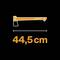 'Graphical representation of an axe over a ruler with the measurement unit of 44.5 cm.'