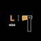 The image shows a white text 'Size' which is inverted, next to an orange letter 'L' that resembles an axe head.