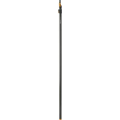 A black telescopic saddle support with orange accents, suitable for bicycles to adjust the seat height.