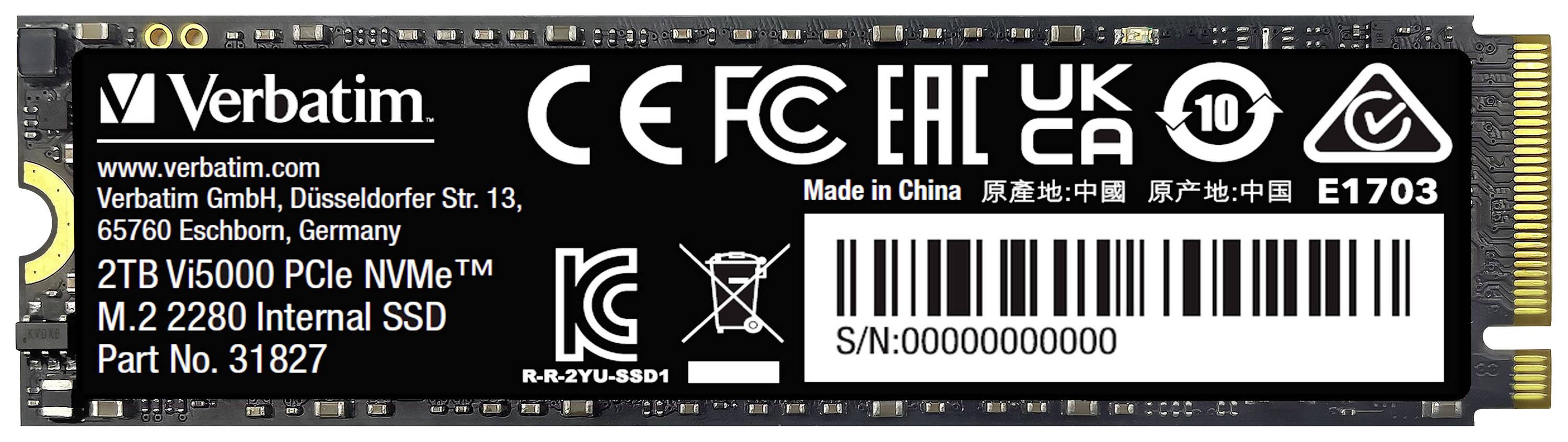 Verbatim Vi5000 2 TB NVMe/PCIe M.2 internal SSD M.2 NVMe PCIe 4.0 x4 Retail 31827