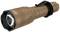 Brown torch with clip, compact design, powerful LED. Suitable for outdoor use.