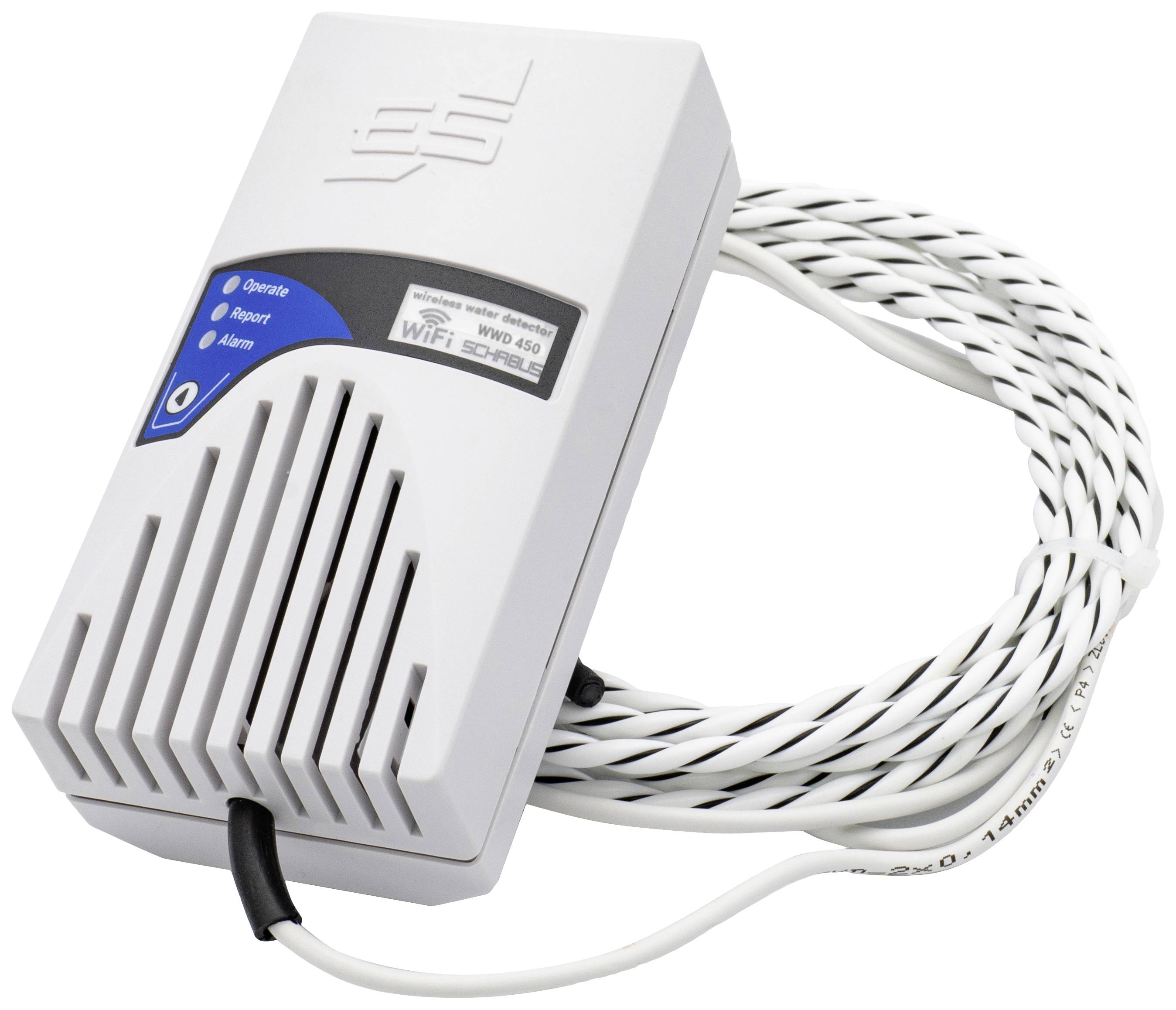 Schabus 500450 WWD 450 Wireless water leak detector app-controlled, incl. external sensor via mains outlet