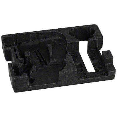 A black foam packaging with specific recesses designed for the secure storage of electronic components or devices.